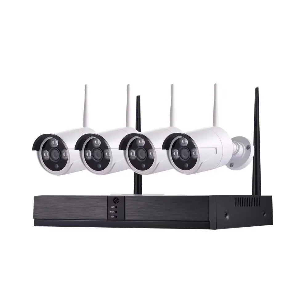 Kit NVR Digital Wifi Nirkabel 2MP Kamera Saluran 4CH Luar Ruangan dengan Perekam Video 1080P Set Kamera Keamanan CCTV