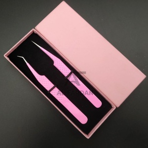 ที่หนีบขนตาปลอมสีชมพูยอดนิยมแหนบต่อขนตาปลอมแบบยั่งยืนสแตนเลสกล่องการ์ดปลายแหลม - Product Image 1