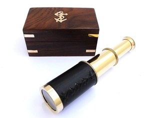 Telescopio de Latón Premium con Caja de Madera de Palisandro, Telescopio Náutico de Latón Hecho a Mano, Telescopio Marino Antiguo - Product Image 1