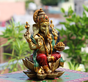 NIRMALA HANDICRAFTS - Estatua de Ganesha Hecha a Mano Estilo Art Deco, Poliresina, Dios Hindú Ganesha Ganpati, Decoración para el Hogar, Pieza Decorativa - Product Image 2