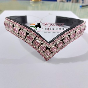 Rider Choice Pink V Shape Crystal Browband Affordable Luxury Leather Bridle Accessory with Quick <b>Change</b> Button Loops EQUESTRIAN - Product Image 1