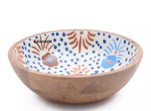 Cuenco para servir ensalada de madera esmaltada para uso en la cocina - Product Image 5