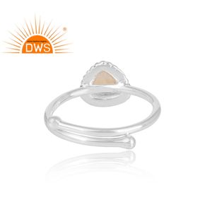 Bague ajustable en argent Sterling 925 pierre précieuse en forme de Triangle, anneau pour les filles, vente en gros - Product Image 4