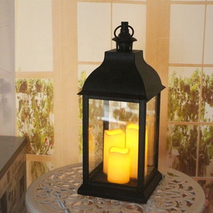 <span class=keywords><strong>Lanterne</strong></span> à bougie en plastique antique de grande taille avec 3 LED, lumière blanche chaude - Product Image 4