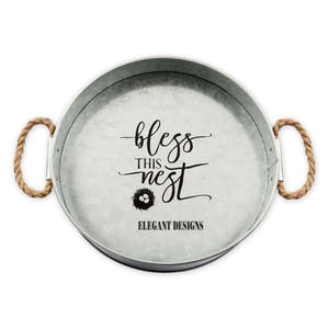 Plat de service en métal fantaisie fait à la main de style indien meilleur plateau de service galvanisé en gros peu coûteux et élégant - Product Image 5