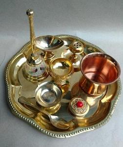 ถาดพูจาทองเหลืองและสแตนเลสเคลือบทองและเงิน พร้อมกล่องของขวัญกำมะหยี่ - Product Image 3