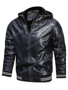 Chaqueta con capucha personalizada para motocicleta, chaqueta de cuero con capucha de alta calidad, informal, estándar, con bloqueo de Color - Product Image 5