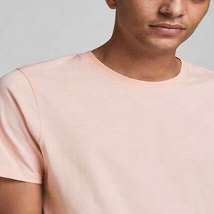 T-shirt rose clair à manches courtes et col rond pour hommes, broderie personnalisée, impression, logo, vente en gros à bas prix, motif uni en coton et jersey - Product Image 5