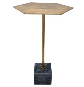 Aluminum Hexagonal Bottom Marble Side Stool Brass Room Luxury <b>Table</b> Usage Office Home Room Restaurant Round Made in India <b>Square</b> - Product Image 1