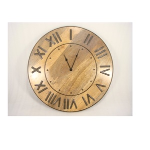Excellente qualité métal et bois chiffre romain horloge murale marron pour décoration murale - Product Image 1