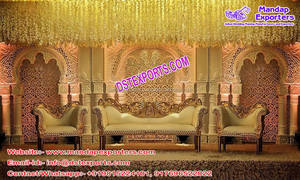 เวทีงานแต่งงานสไตล์เอเชียที่สวยงาม โครงสร้าง FRP สำหรับงานเลี้ยงต้อนรับสุดหรู  โครงหลังเวทีไฟเบอร์ สำหรับงานแต่งงานมุสลิม โครงหลังเวทีไฟเบอร์ ออสเตรเลีย - Product Image 3