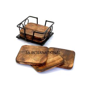 Sous-verre carré moderne pour thé et café, design découpé au laser, fait main, pour tasses et couvercles - Product Image 1