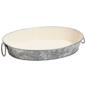Plateau de service rustique en métal galvanisé, avec poignées, livraison gratuite - Product Image 1