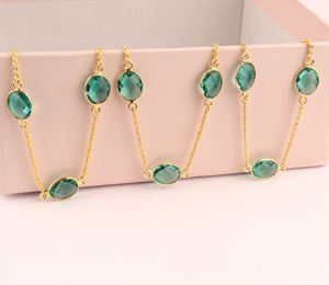 Fashion Jewelry Long <b>Necklace</b> Minimalist Multi Oval Gemstones Bezel Setting Chain <b>Necklace</b> Brass Gold Plated <b>Statement</b> <b>Necklaces</b> - Product Image 5