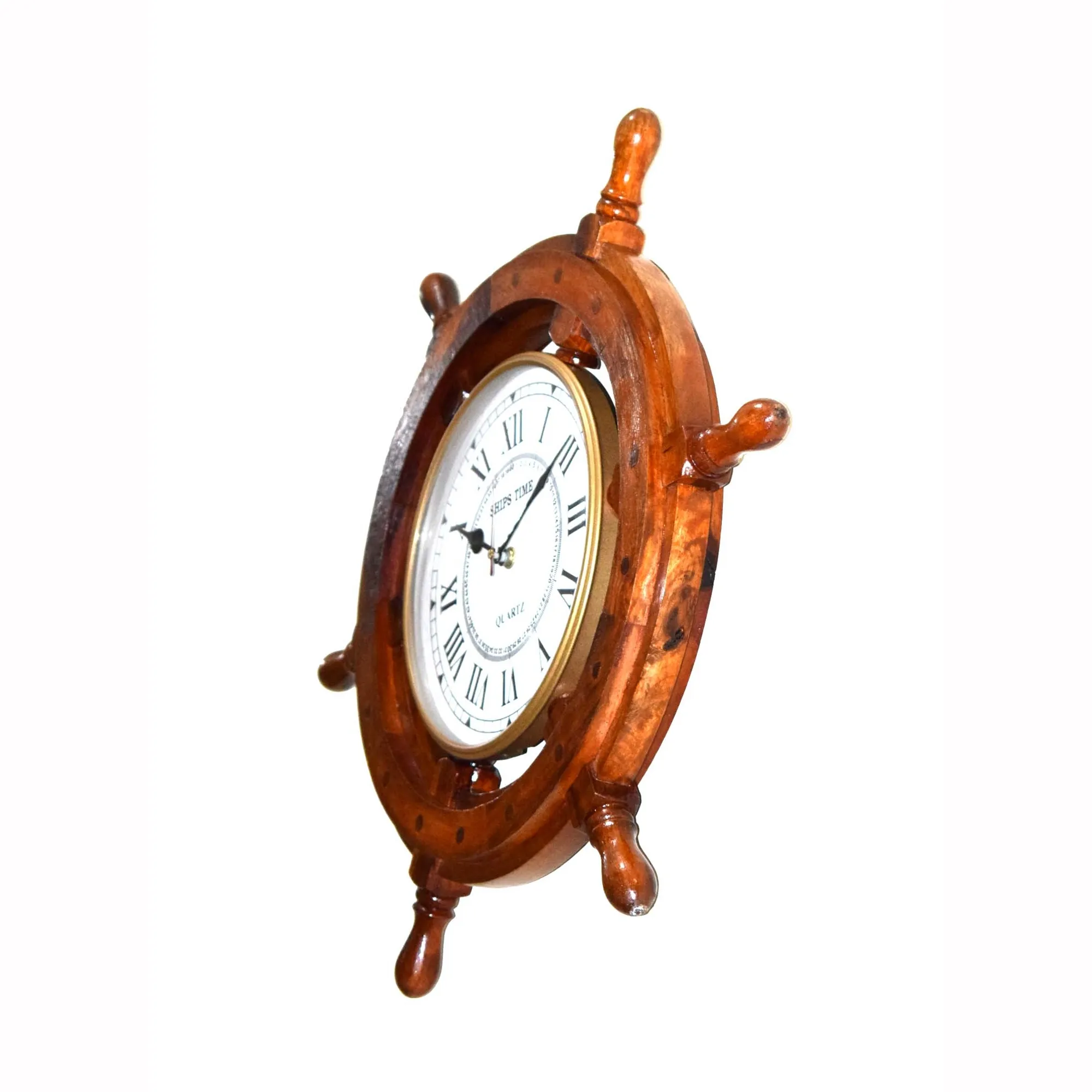 Vintage Marine 18 Zoll Holz Schiffs rad Bullauge Vintage Uhr Nautische Wanduhr Home Decor