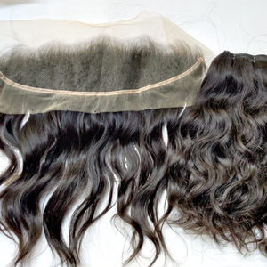 100% cabello humano indio Remy sin cierre Frontal de animales cutícula alineada virgen brasileño 12 onda del cuerpo onda de agua Natural recto - Product Image 2