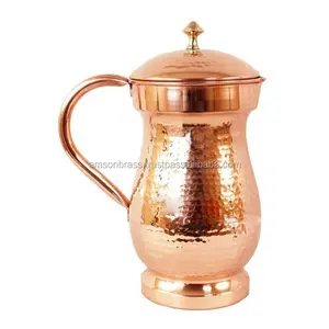 Latest Fancy New Design Mughlai Style High Quality Hammered Copper Jug for Fine Dine in Royal Style Pure Copper Jug For Water