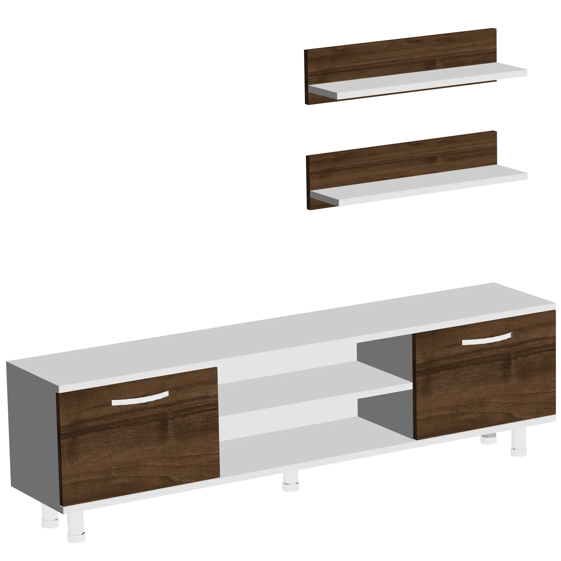 Derma Moderne Pas Cher Blanc et Noyer Tv Unit