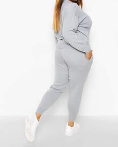 High Street Fashion Girl Relax Fit Trakcsuit Traje informal 100% algodón Transpirabilidad Sporty Crew Sudadera Jogger pantalones de chándal OEM - Product Image 4