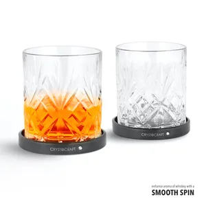 Crystocraft şık döner siyah paslanmaz çelik geliştirmek Scotch viski Tumbler tadım Aroma lüks kurumsal hediye