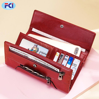 Portefeuille en cuir véritable pour femmes, pochette d'argent à fermeture éclair, porte-carte, bourse pratique de haute capacité, nouveau Style féminin
