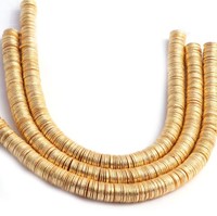 Perles rondes plates plaquées or, pièces, accessoires de bricolage pour perles brossées