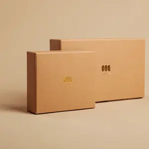 Gold Foil Logo Stamped Kraft Paper Drawer Box