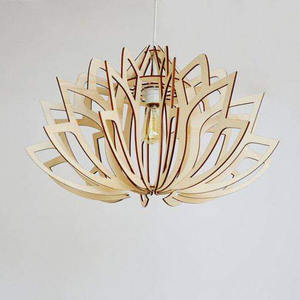 Lámpara de madera con forma redonda, luz de techo con pedante - Product Image 5