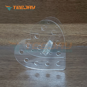 New Heart Shape Transparent <b>Acrylic</b> Tweezer Display Stand for 12 Eyelash Eye Brow Tweezers and <b>Mirror</b> - Product Image 2