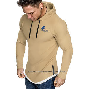 Sweat à capuche pour homme de haute qualité, épais, en coton et polyester, respirant, séchage rapide, logo personnalisable, couleur unie - Product Image 2