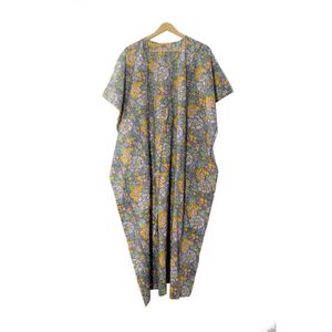 ชุดแมกซี่ยาวใส่เดินชายหาดพิมพ์ลายแอบสแตรกต์ทำด้วยมือชุดกิโมโนสไตล์พื้นเมืองสำหรับผู้หญิงใส่ในบ้าน - Product Image 4