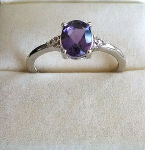 Classic Silver Amethyst <b>Fine</b> <b>Ring</b> Rhodium-Plated Sterling Silver Jewelry for Engagement Anniversary or Special Occasions Gift - Product Image 1