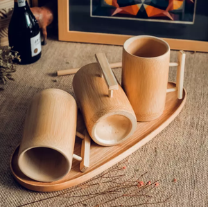 Tasses de voyage écologiques en bambou faites à la main, avec poignée, bon marché, fournisseur au Vietnam - Product Image 2