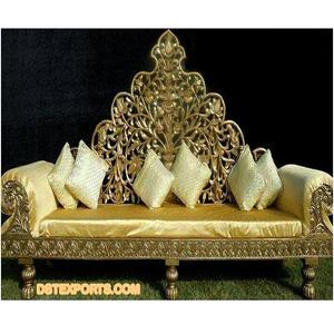 Sofá tallado real dorado para boda, sofá tradicional para escenario de boda para novia y novio, sofá tallado de Metal dorado para boda, Australia - Product Image 1