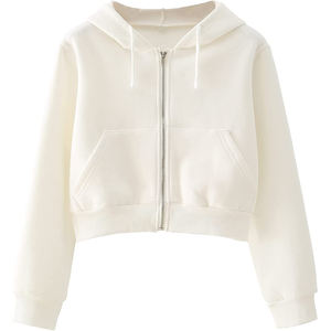 Nuevo 2023 Sudadera con capucha corta con cremallera para mujer Sudadera con capucha básica con cordón y bolsillo - Product Image 1