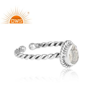 Anillo ajustable de piedras preciosas de howlita Natural de plata esterlina oxidada para mujer, joyería para mujer, regalo para ella - Product Image 4