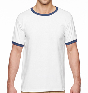 T-shirt ras du cou à col contrastant pour homme, 100% coton, grammage lourd, motif écossais, anti-plis, manches courtes, Pimco Sports, vente en gros - Product Image 3