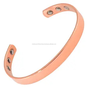 铜磁疗手镯，6个高强度磁铁，用于男性和女性的关节炎和关节疼痛缓解手工制作