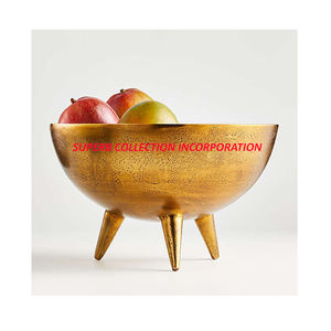 Bol de Fruits décoratif en Aluminium, avec jambes, vente directe d'usine OEM, plaqué or, Design sur mesure - Product Image 1