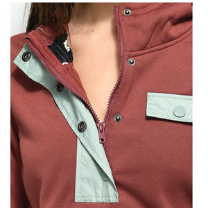 Sweats à capuche personnalisés de haute qualité pour femmes avec bloc de couleurs/Tech Fleece Mauve Partial Zip Hoodies - Product Image 5