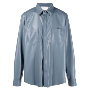 Camisa de cuero de manga larga de primavera ropa de moda 2023 MOQ bajo de buena calidad personalizada para hombres - Product Image 1