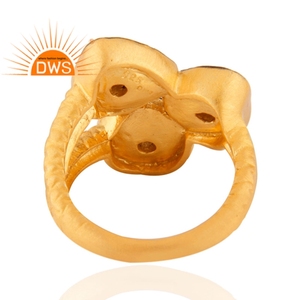 White Cubic Zirconia <b>Cocktail</b> <b>Ring</b> 18k <b>Gold</b> Plated Silver Statement <b>Ring</b> Jewelry Manufacturer - Product Image 3