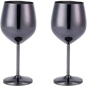 Copas de vino de acero inoxidable negro Copa 350ml Ecológico para accesorios de Bar certificados - Product Image 1