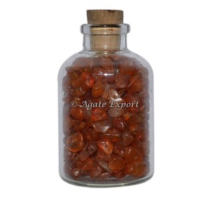 Mini bouteille de copeaux de pierre de cornaline par exportation d'agate Fournisseur de produits de guérison en cristal - Product Image 1