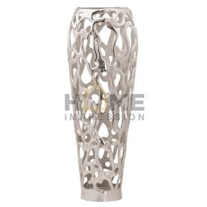 Florero y macetas de flores altas niqueladas pulidas brillantes de la Plata fundida de aluminio del diseño del arte moderno para la decoración del hogar y de los hoteles - Product Image 6