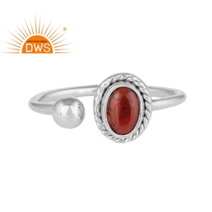 เครื่องประดับแหวนโกเมนตัดรูปไข่,เครื่องประดับแหวนเปิดได้ทำด้วยมือเครื่องประดับเงินสเตอร์ลิงออกซิไดซ์สำหรับเด็กผู้หญิง - Product Image 1