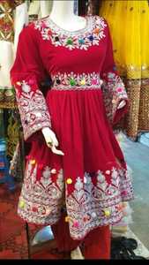 ชุดเดรส Kuchi แนววินเทจชนเผ่า,ชุดเดรสหลากสีแบบดั้งเดิมของงานปาร์ตี้อัฟกานิสถาน/ปากีสถานบันจารา - Product Image 2