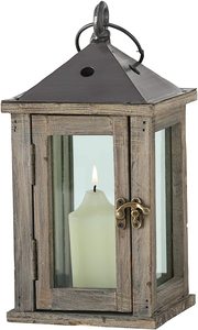 Linterna de playa de madera con tapa de metal de lavado blanco para uso decorativo en interiores y exteriores - Product Image 4