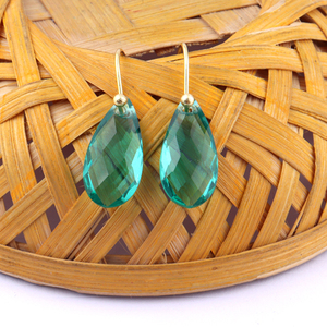 Boucles d'oreilles à facettes en forme de goutte d'eau, bijoux à la mode et fins, boucles d'oreilles en laiton plaqué or jaune - Product Image 4