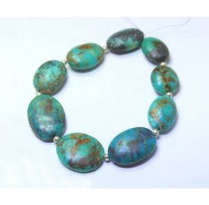 ลูกปัดหินรูปวงรี7.5นิ้วสีเทอร์ควอยซ์จากธรรมชาติ - Product Image 1